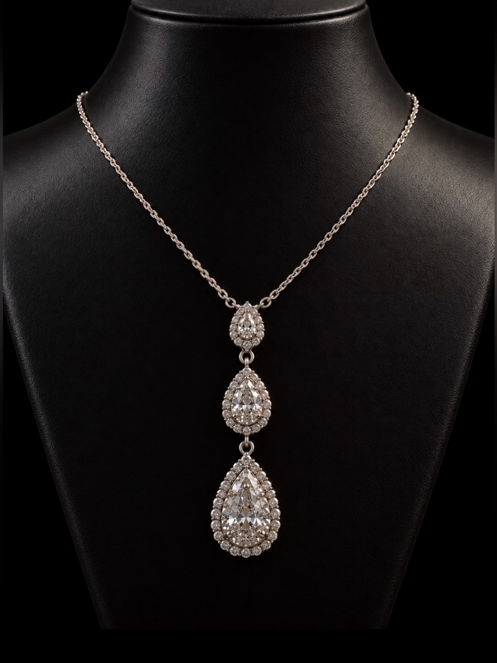 Women’s Silver Teardrop Crystal Pendant Necklace - Elegant White Sparkle